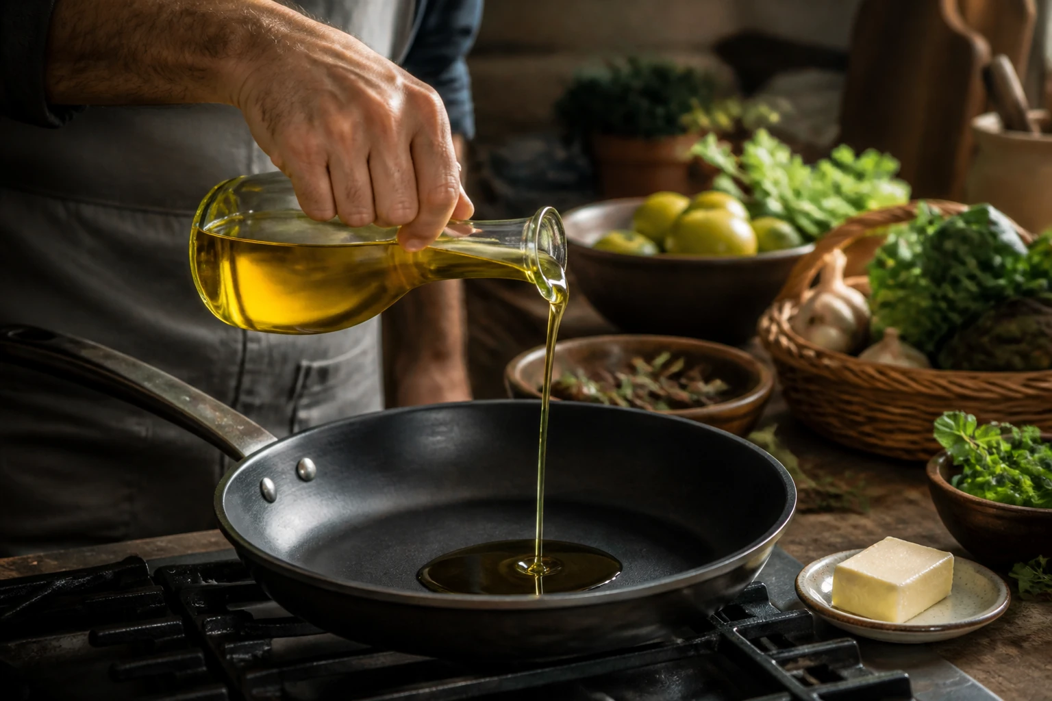 Mantequilla o aceite de oliva para cocinar